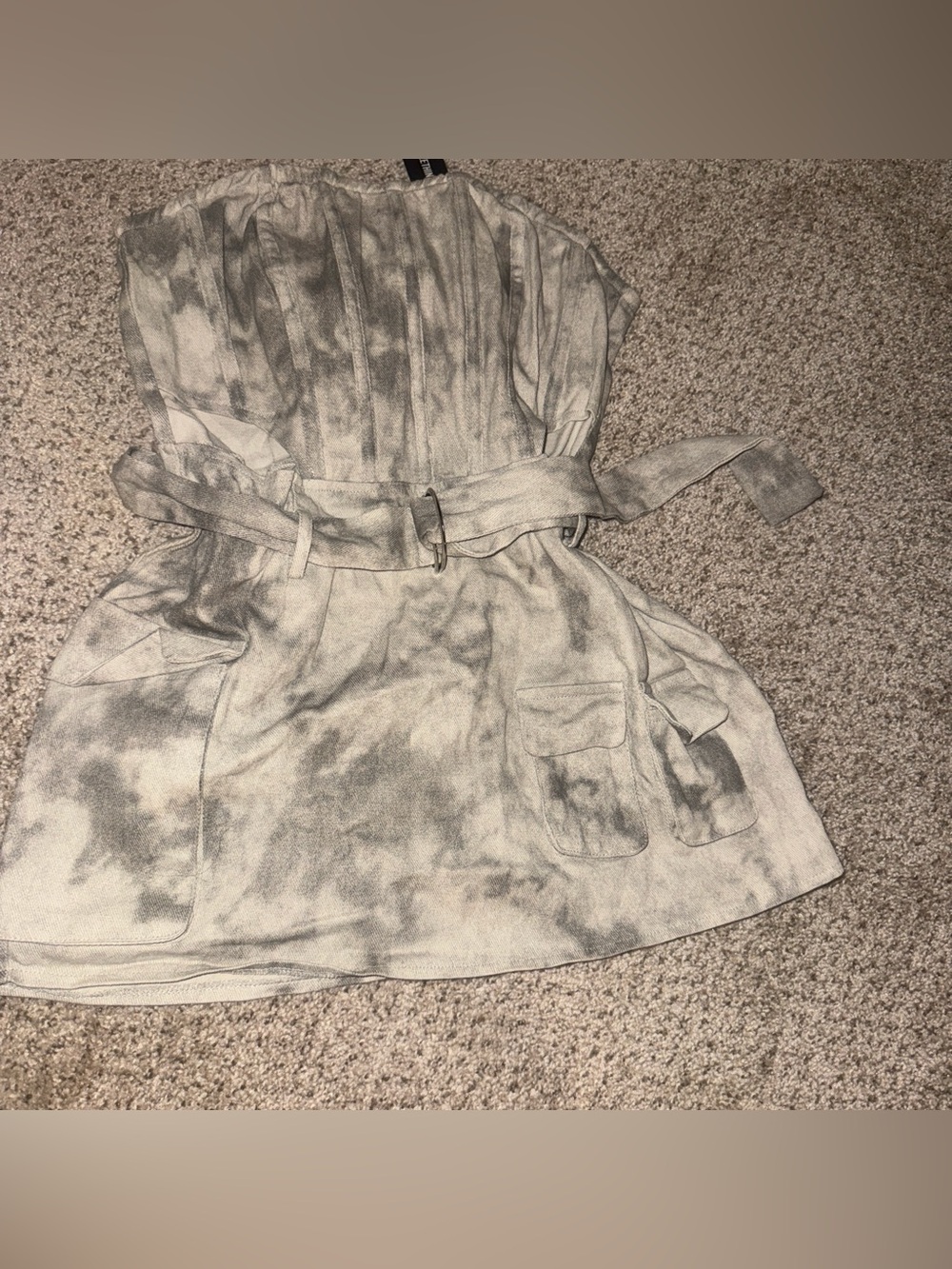 PrettyLittleThing Gray Tie-Dye Mini Dress